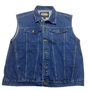 Guide Gear 2XL Workwear Western Men's Trucker's Vest Denim Dark Blue Button Fron